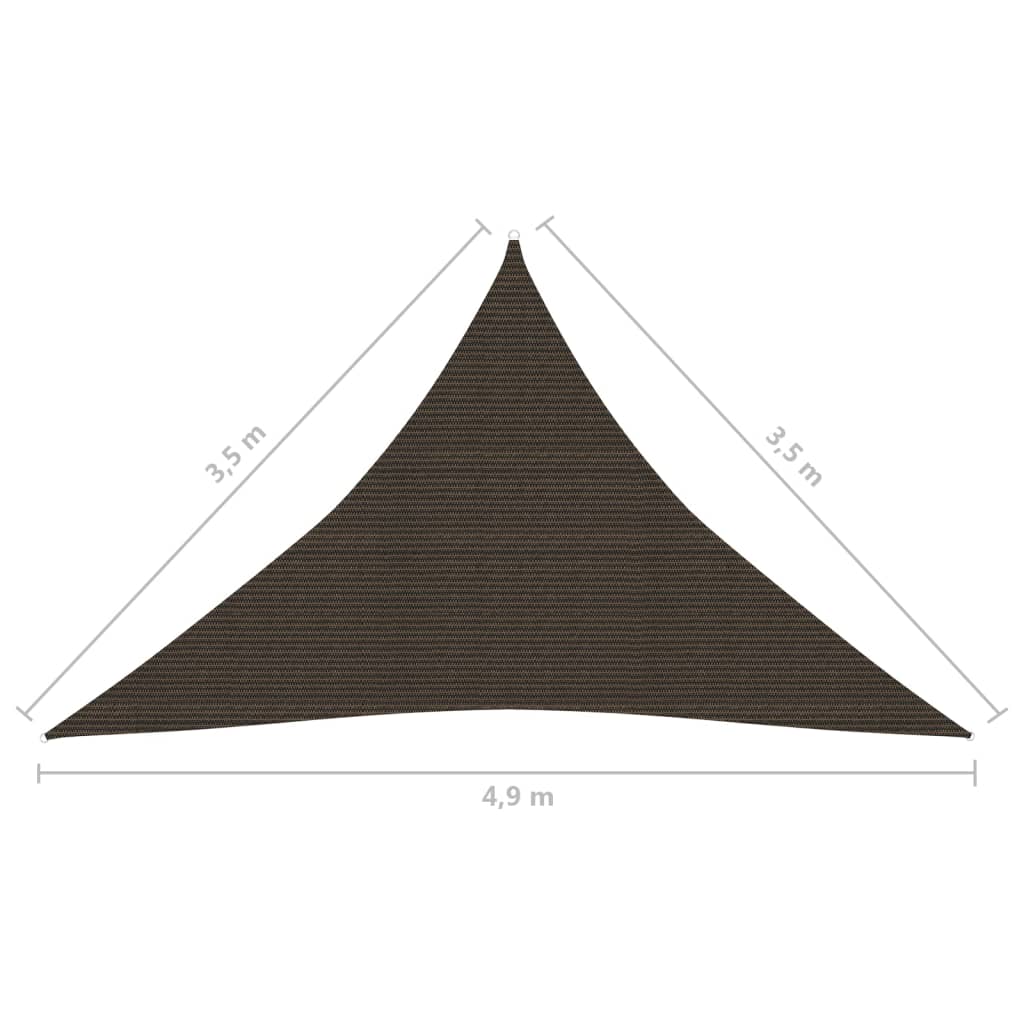 vidaXL Pânză parasolar, maro, 3,5x3,5x4,9 m, HDPE, 160 g/m²