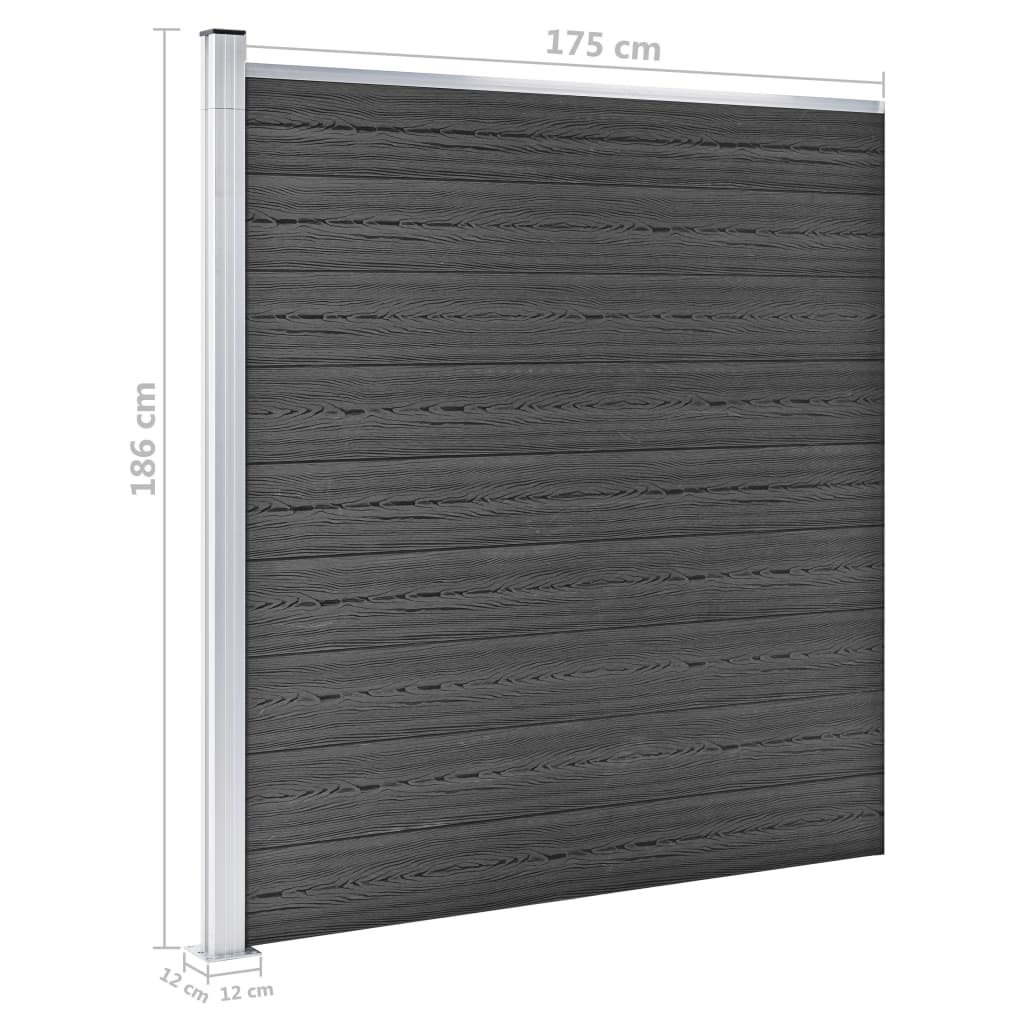 vidaXL Set de panouri de gard, negru, 1045x186 cm, WPC