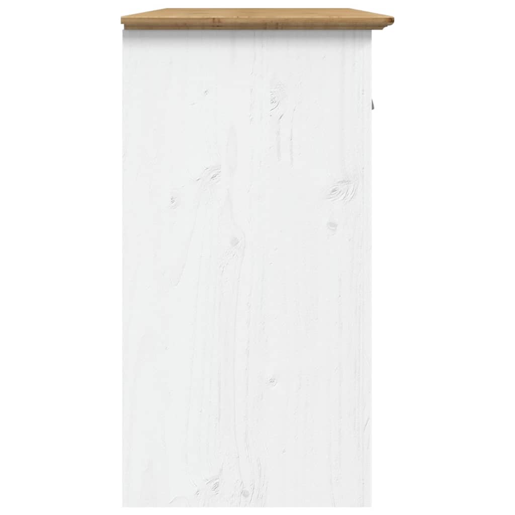 vidaXL Servantă "BODO", alb și maro, 115x43x79,5 cm, lemn masiv de pin