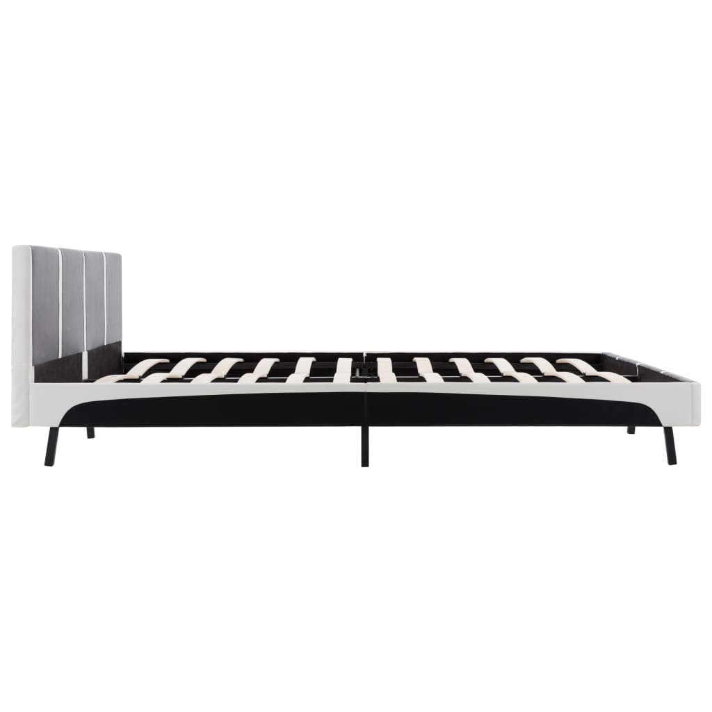 vidaXL Cadru de pat, negru și alb, 150x200 cm, piele ecologică