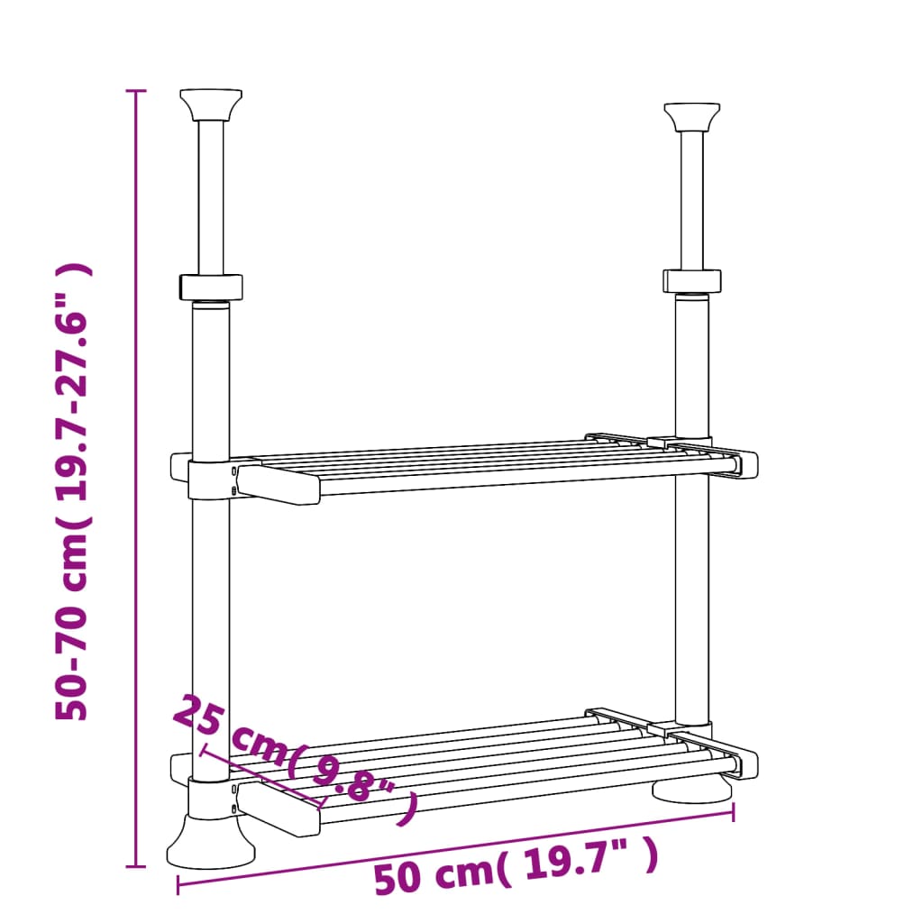 vidaXL Raft de bucătărie 50x25x(50-70) cm, aluminiu