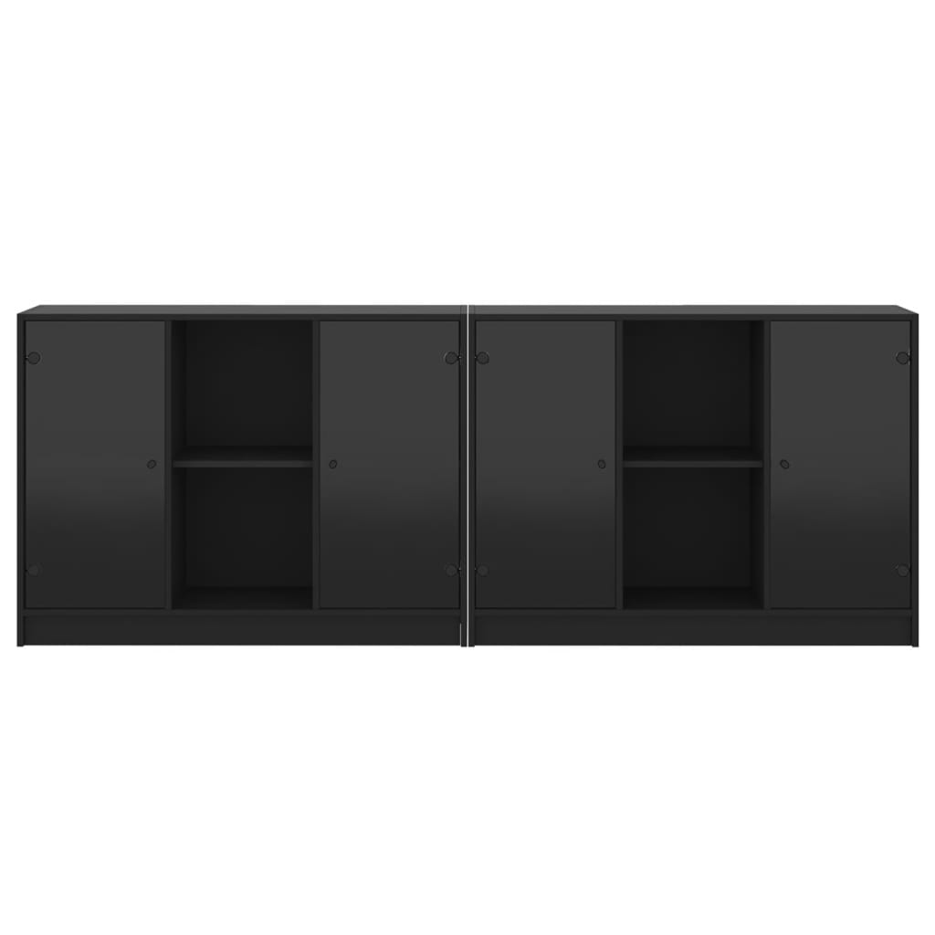 vidaXL Bibliotecă cu uși, negru, 204x37x75 cm, lemn compozit