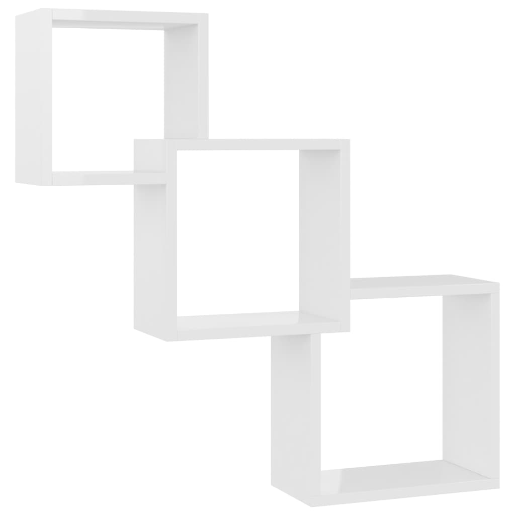 vidaXL Rafturi de perete, cub, alb extralucios, 68x15x68 cm, PAL