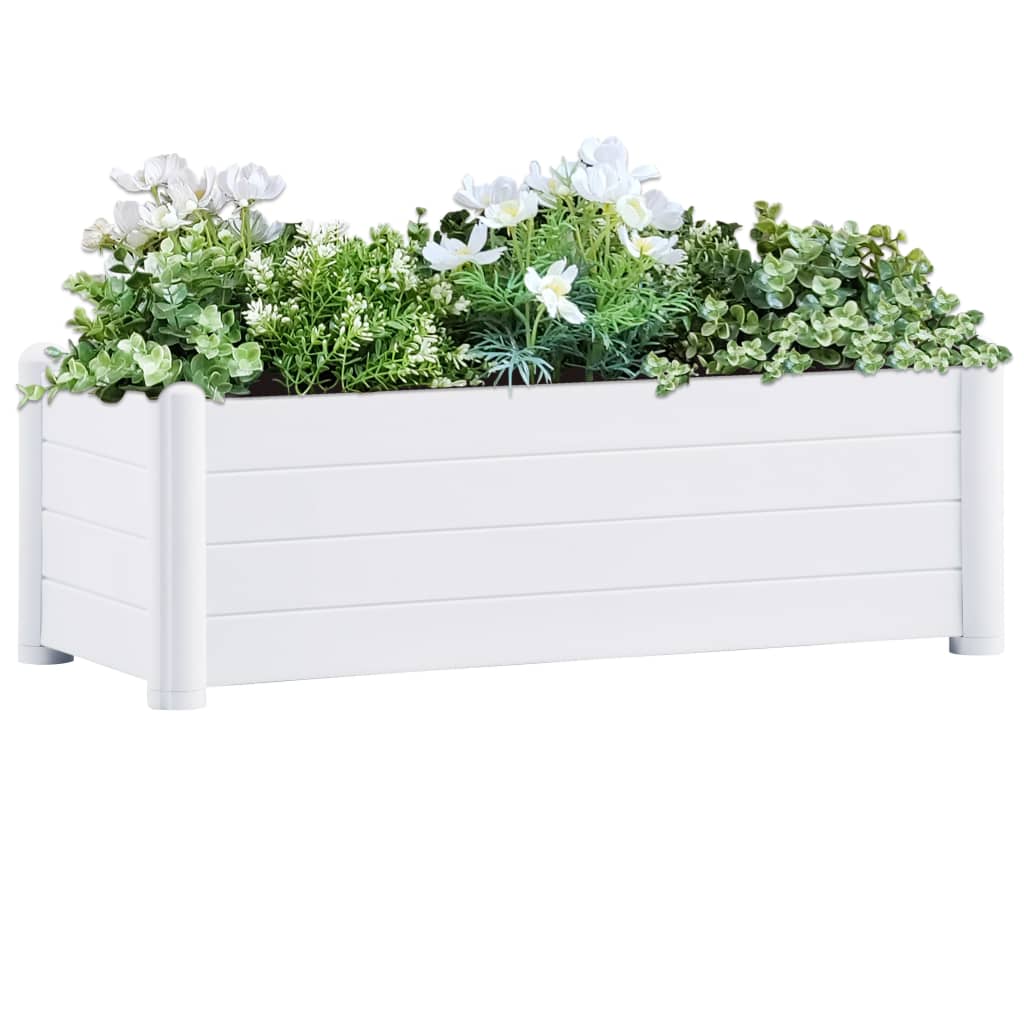 vidaXL Strat înălțat de grădină, alb, 100 x 43 x 35 cm, PP