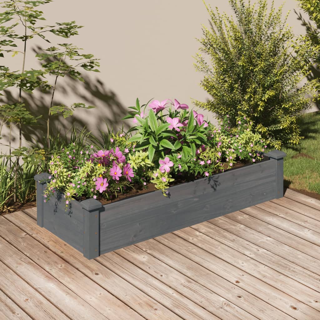 vidaXL Strat grădină înălțat cu căptușeală gri 120x45x25 cm lemn brad