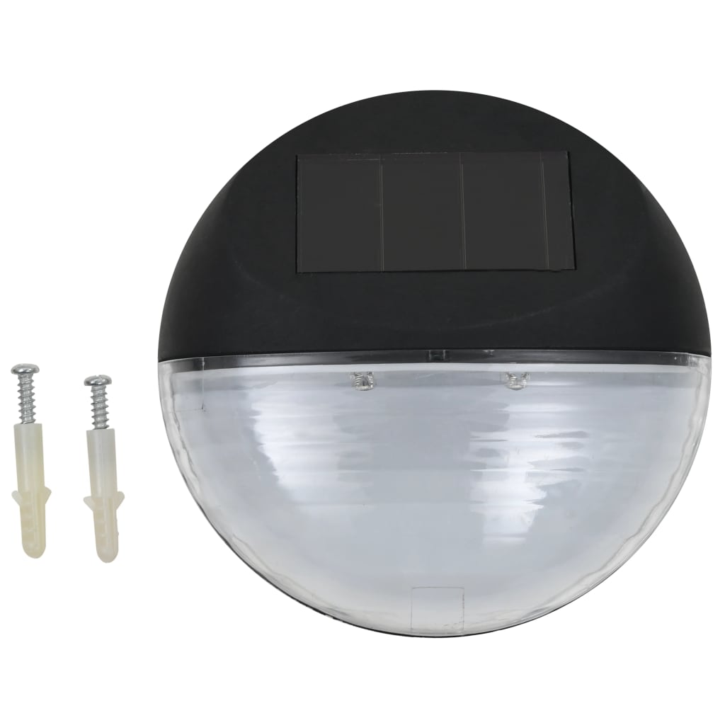 vidaXL Lămpi solare de exterior cu LED-uri, 12 buc., negru, rotund