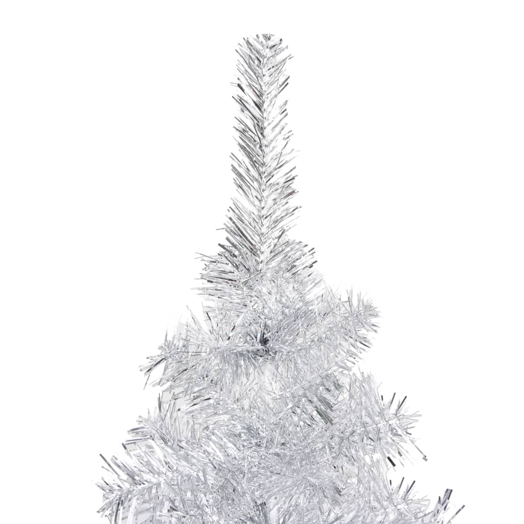 vidaXL Brad Crăciun pre-iluminat cu set globuri, argintiu, 180 cm, PET