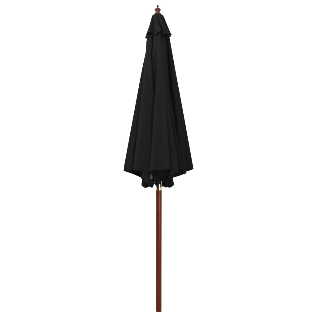 vidaXL Umbrelă de soare cu stâlp din lemn, negru, 300 x 258 cm