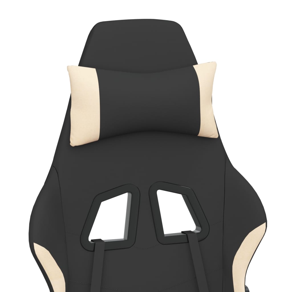 vidaXL Scaun de gaming cu masaj/suport picioare, negru și crem, textil