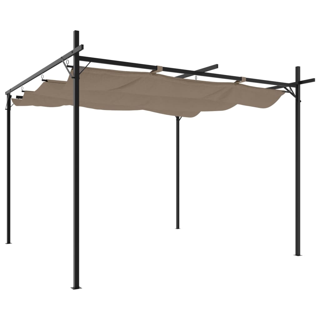 vidaXL Pergola cu acoperiș retractabil, gri taupe, 295x292x230 cm