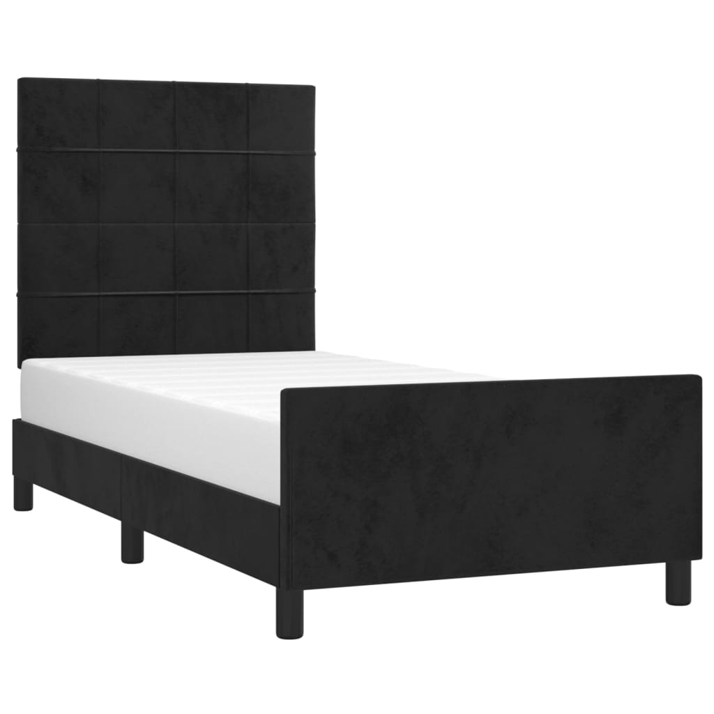 vidaXL Cadru de pat cu tăblie, negru, 90x190 cm, catifea