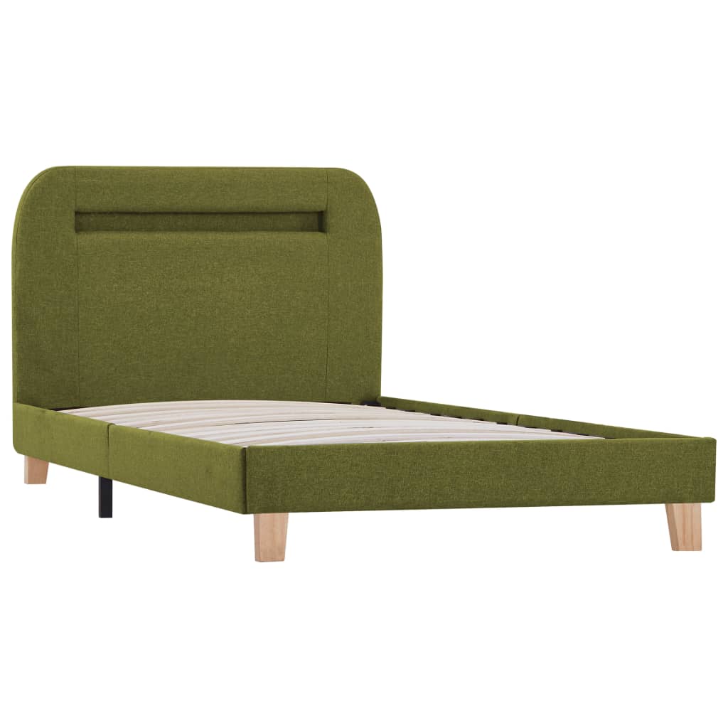 vidaXL Cadru de pat cu LED-uri, verde, 90 x 200 cm, material textil