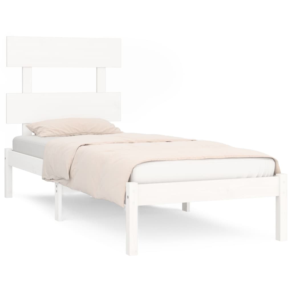 vidaXL Cadru de pat, alb, 100x200 cm, lemn masiv