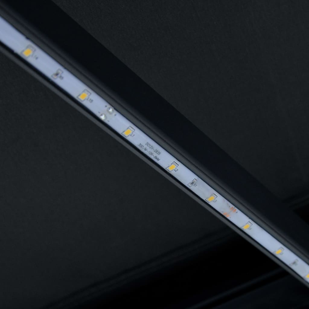 vidaXL Copertină retractabilă manual cu LED, antracit, 500 x 300 cm