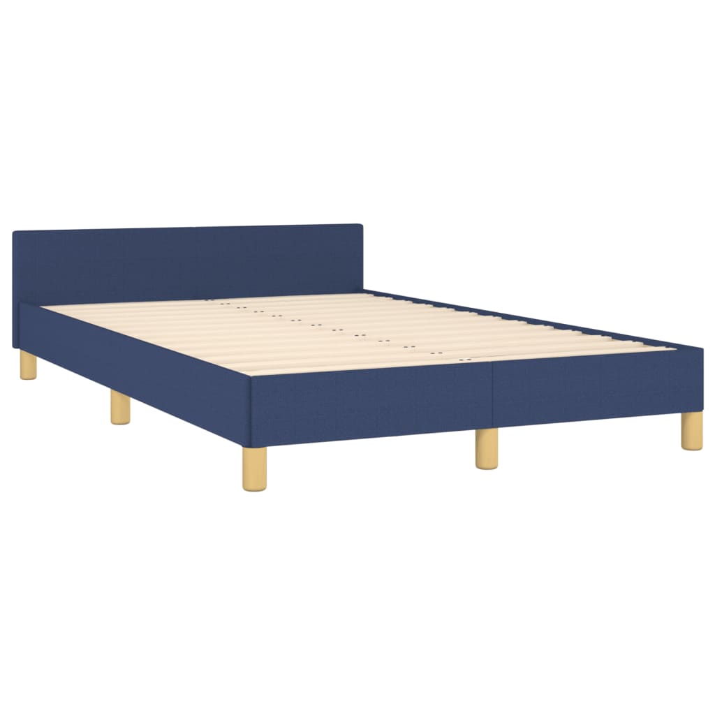 vidaXL Cadru de pat cu tăblie, albastru, 120x190 cm, material textil