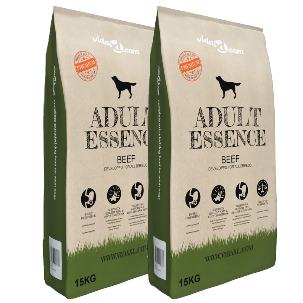 vidaXL Hrană uscată pentru câini Adult Essence Beef 2 buc. 30 kg