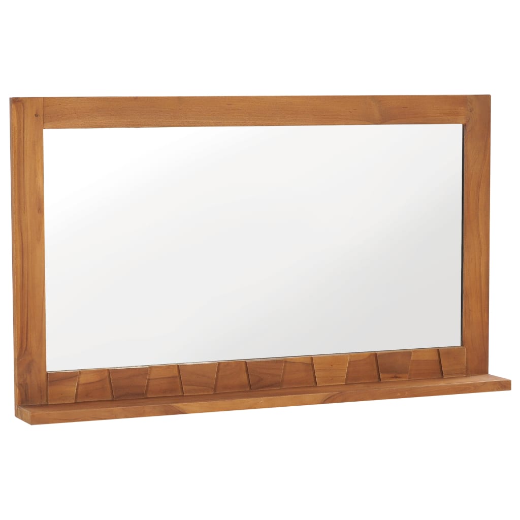 vidaXL Oglindă de perete cu raft, 100x12x60 cm, lemn masiv de tec