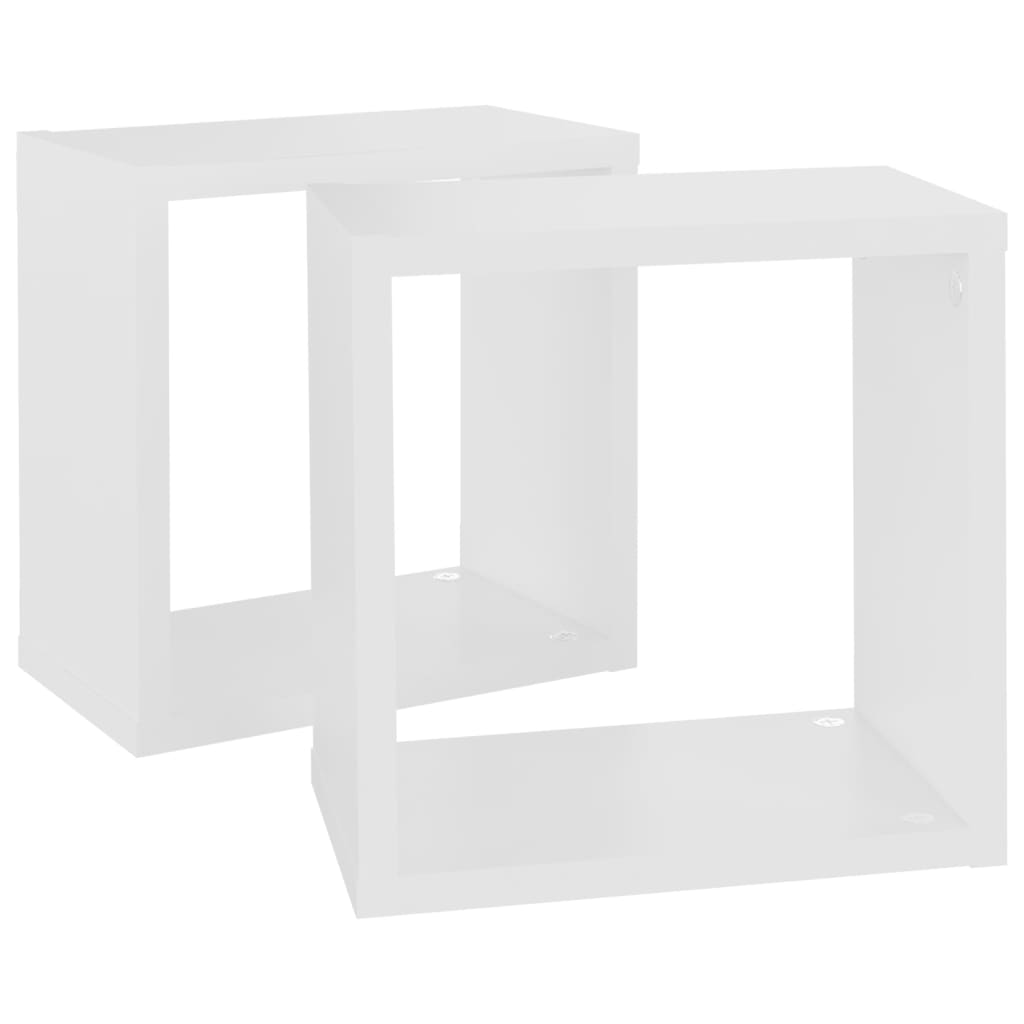 vidaXL Rafturi de perete cub, 2 buc., alb, 26x15x26 cm