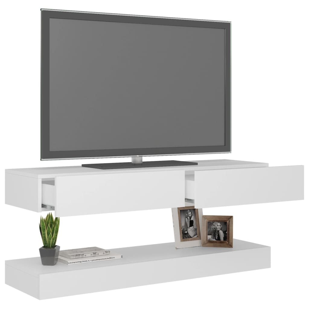 vidaXL Comodă TV cu lumini LED, alb, 120x35 cm