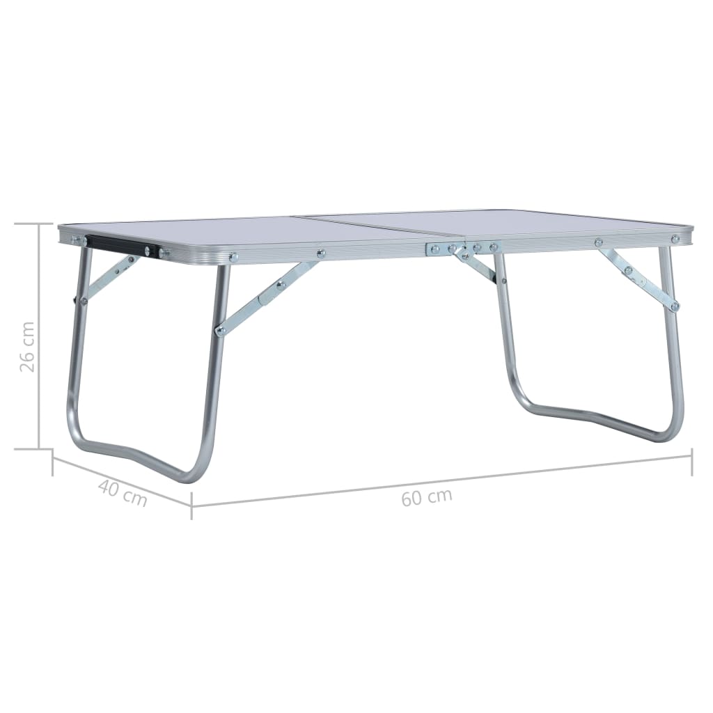 vidaXL Masă de camping pliabilă, alb, 60 x 40 cm, aluminiu