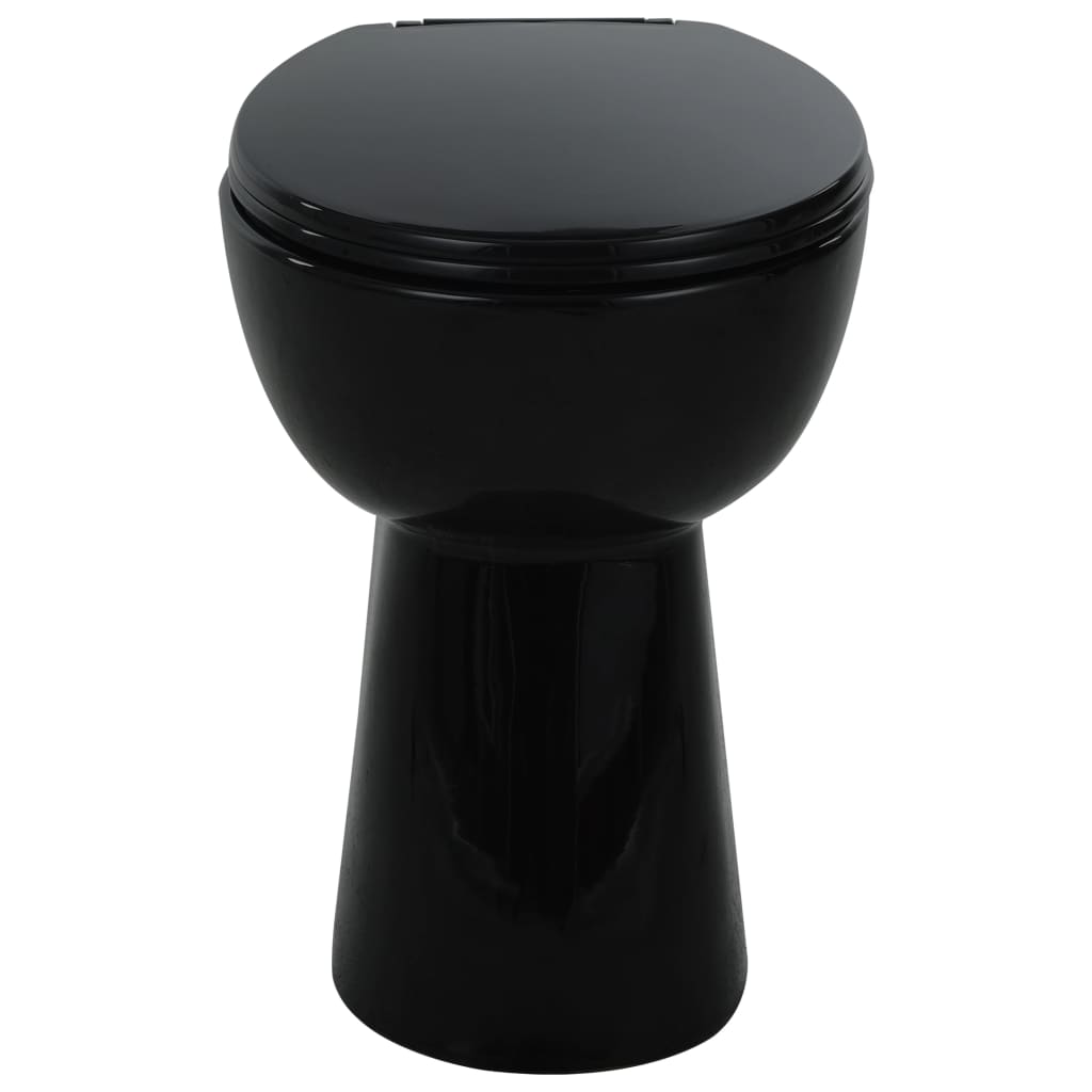 vidaXL Vas WC fără ramă închidere silențioasă, + 7 cm, negru, ceramică