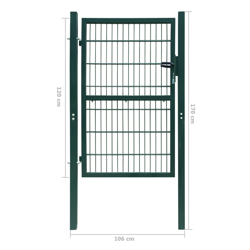 vidaXL Poartă pentru gard 2D (simplă), verde, 106x170 cm