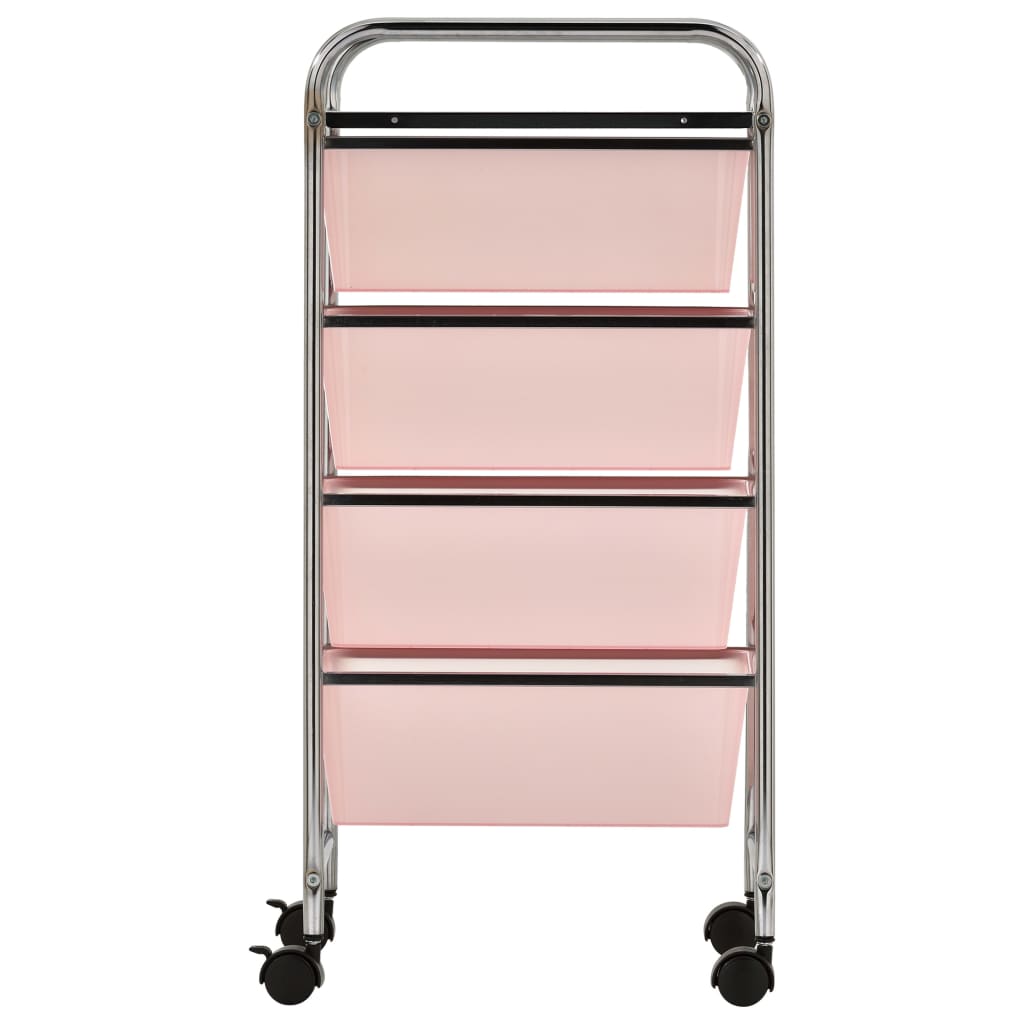 vidaXL Cărucior de depozitare mobil cu 4 sertare, roz, plastic