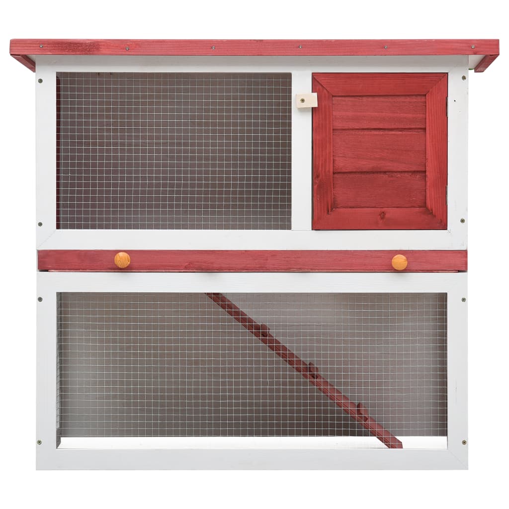 vidaXL Cușcă de iepuri pentru exterior, 1 ușă, roșu, lemn