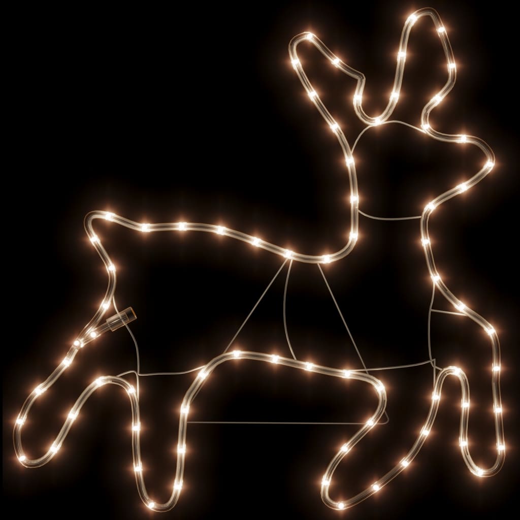 vidaXL Figurină ren de Crăciun, 72 LED-uri, alb cald, 57x55x4,5 cm