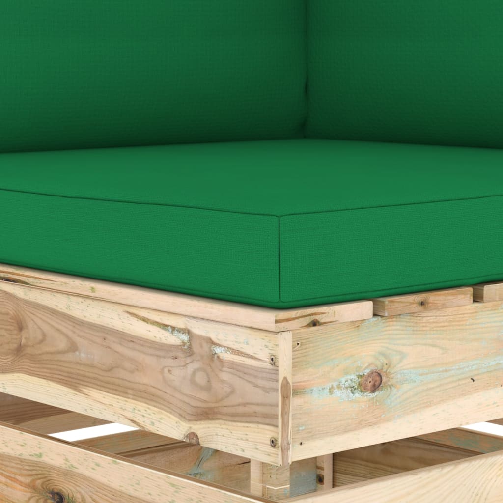 vidaXL Canapea de grădină cu 2 locuri cu perne, lemn impregnat verde