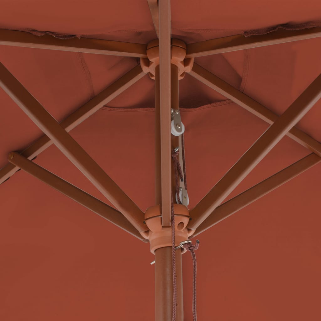 vidaXL Umbrelă de soare de exterior, stâlp lemn, 150x200 cm, teracotă