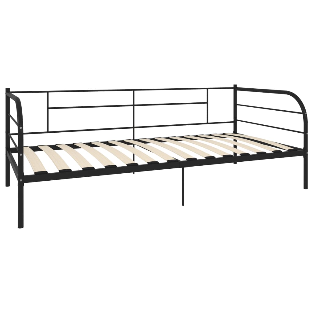 vidaXL Cadru pat de zi, negru, 90 x 200 cm, metal