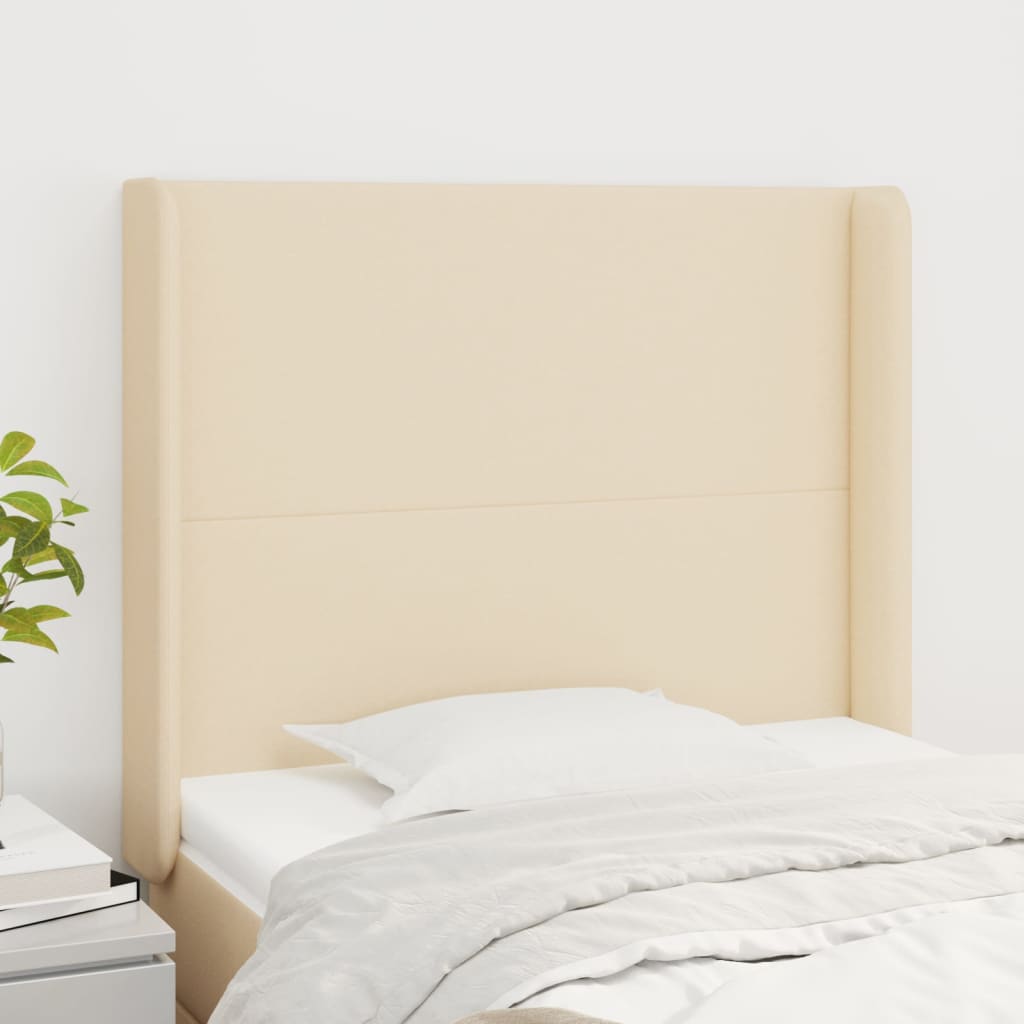 vidaXL Tăblie de pat cu aripioare, crem, 83x16x118/128 cm, textil