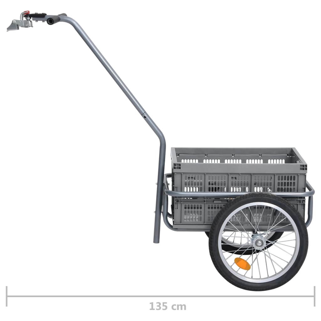 vidaXL Remorcă de bicicletă & cutie transport pliabilă 50 L gri 150 kg