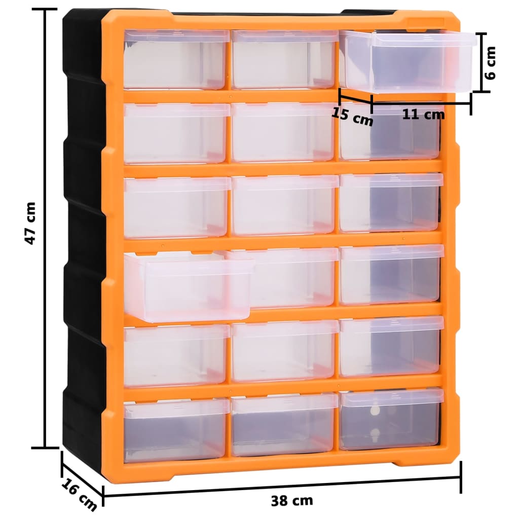 vidaXL Organizator cu 18 sertare medii, 38x16x47 cm