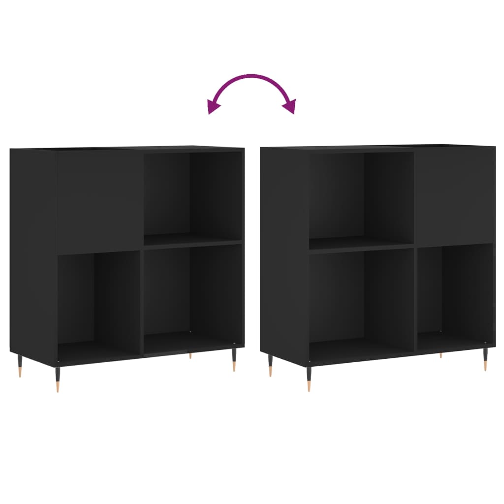 vidaXL Dulap pentru discuri negru 84,5x38x89 cm lemn compozit