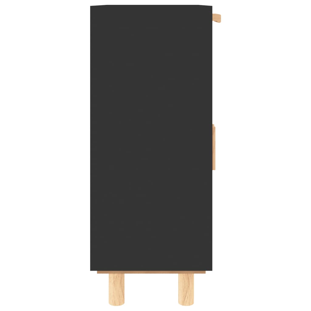 vidaXL Servantă, negru, 60x30x75 cm, lemn masiv pin și ratan natural