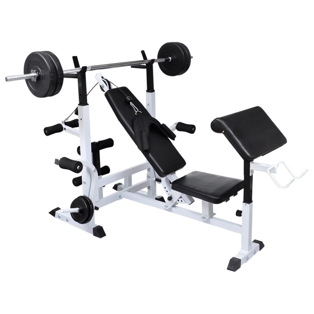 vidaXL Bancă fitness cu rastel greutăți, set haltere/gantere, 30,5 kg