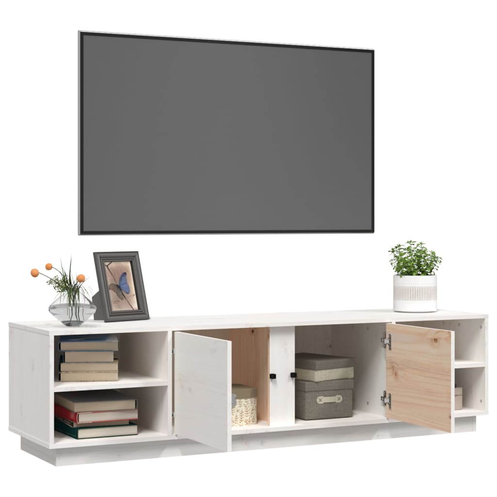 vidaXL Comodă TV, alb, 156x40x40 cm, lemn masiv de pin