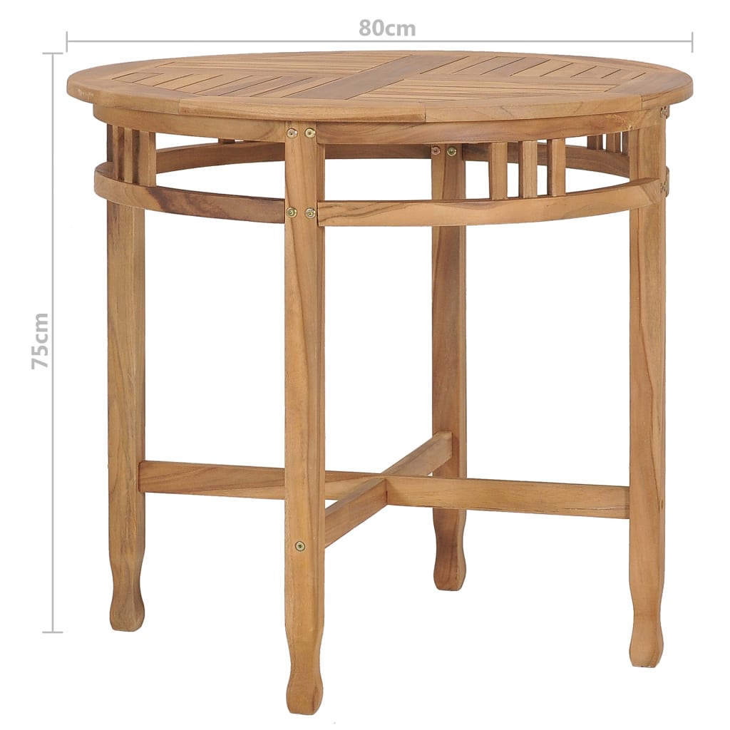 vidaXL Set de masă pentru grădină cu perne, 3 piese, lemn masiv de tec