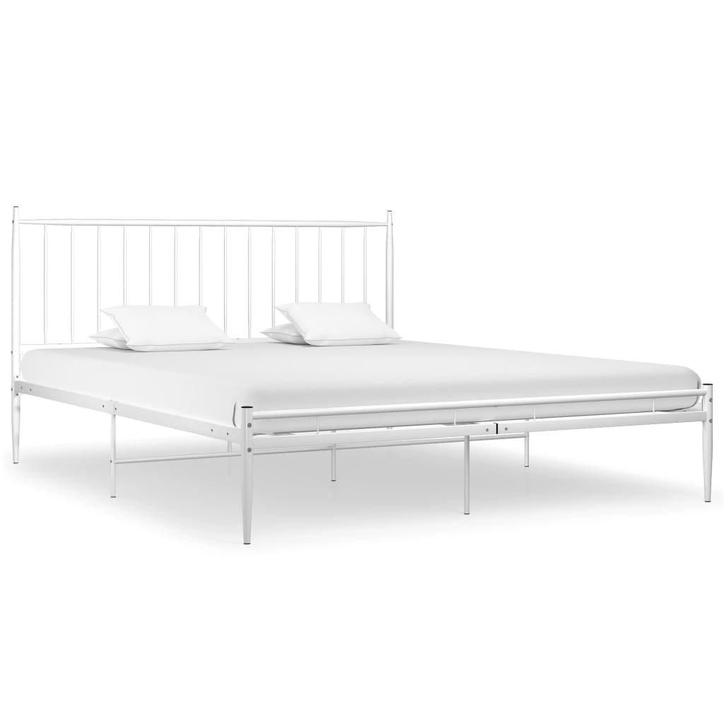 vidaXL Cadru de pat, alb, 200x200 cm, metal