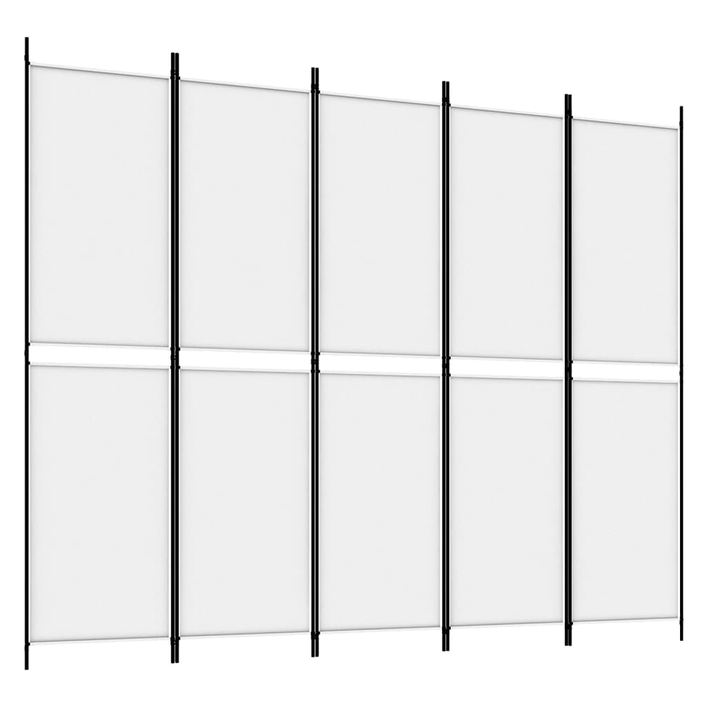 vidaXL Paravan de cameră cu 5 panouri, alb, 250x200 cm, textil