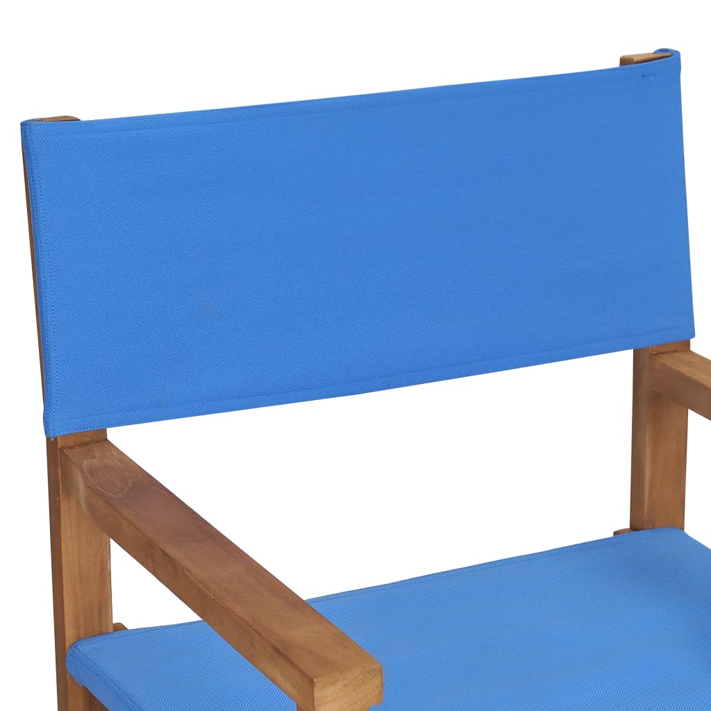 vidaXL Scaune de regizor, 2 buc., albastru, lemn masiv de tec