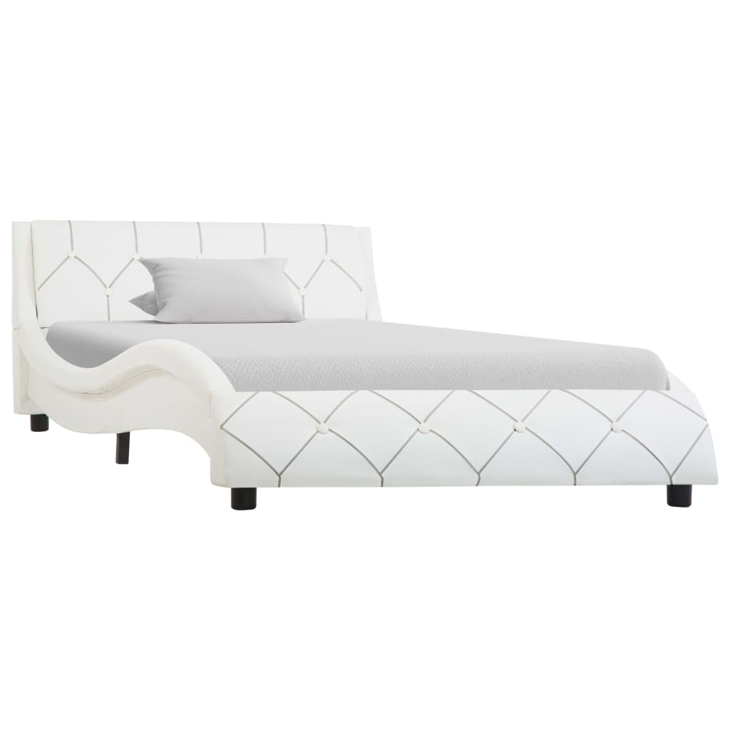 vidaXL Cadru de pat, alb, 100 x 200 cm, piele ecologică