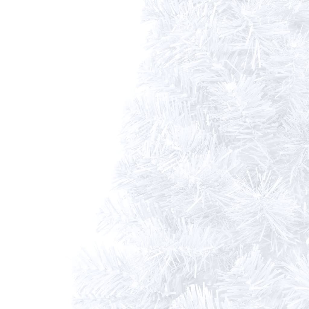 vidaXL Jumătate brad Crăciun pre-iluminat cu set globuri, alb, 150 cm
