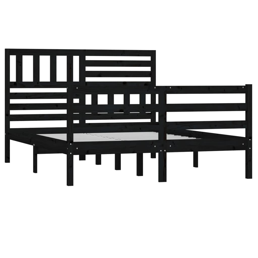 vidaXL Cadru pat, negru, 140x200 cm, lemn masiv