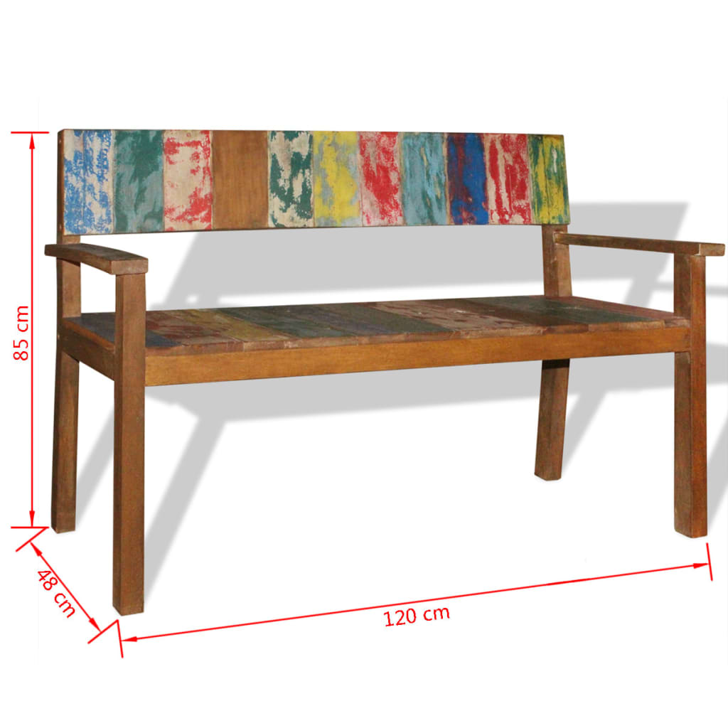 vidaXL Bancă tip canapea, lemn masiv reciclat, 120 x 48 x 85 cm