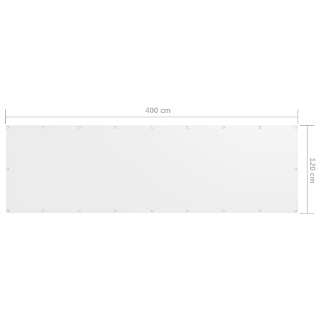 vidaXL Paravan de balcon, alb, 120 x 400 cm, țesătură oxford