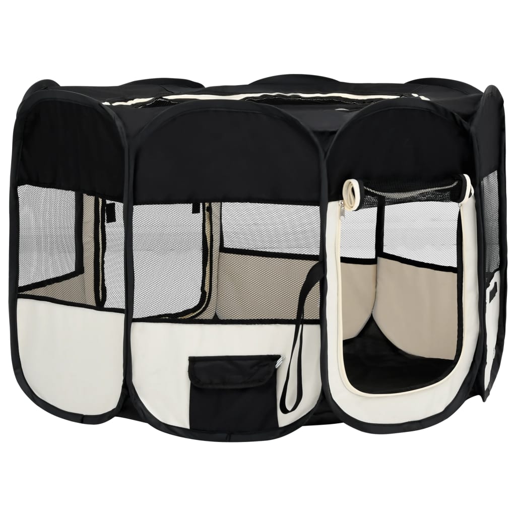 vidaXL Țarc de câini pliabil cu sac de transport, negru, 110x110x58 cm