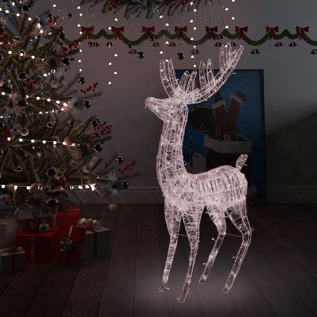 vidaXL Ren de Crăciun, 250 LED-uri, alb cald, 180 cm, acril, XXL